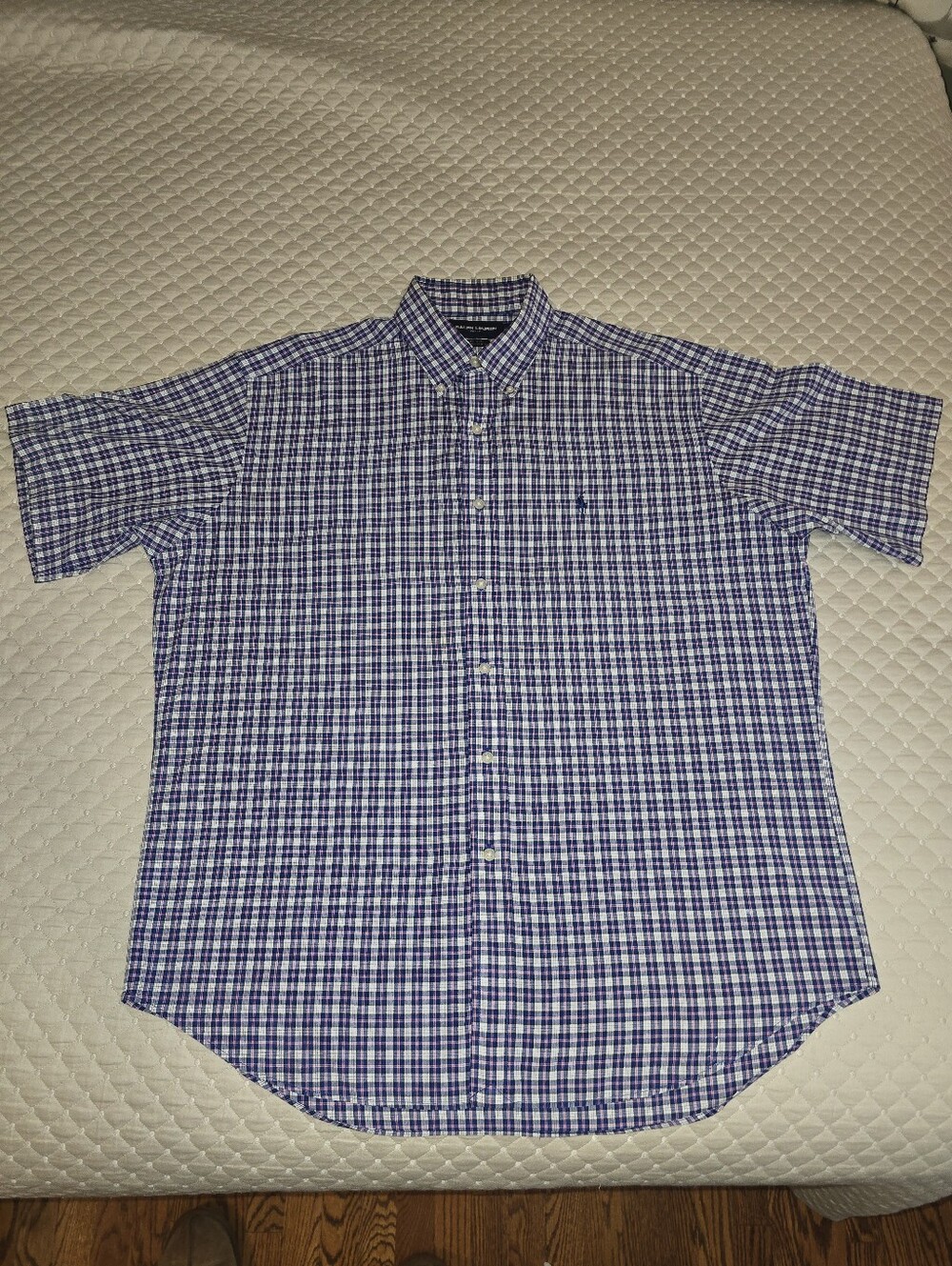 Lg - Ralph Laren Golf Mens Blue Plaid Tilden Button-Down Shirt.(GREAT CONDITION)